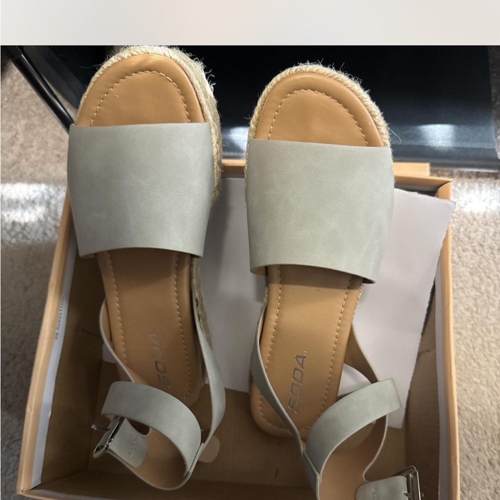 Soda Women's Light Gray Espadrille Sandals
